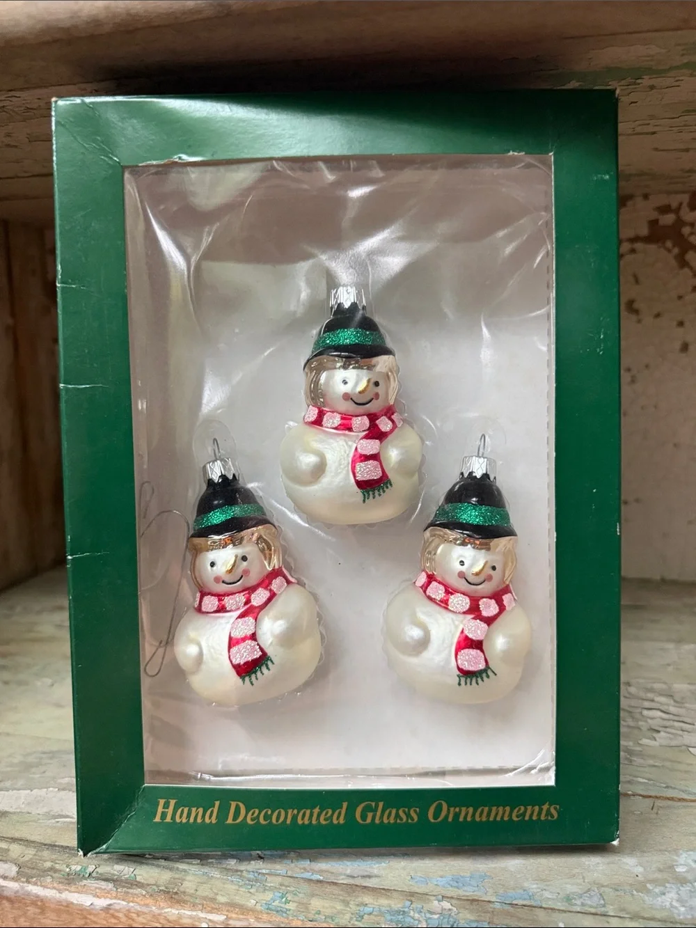 ⛄️ Vintage Holiday Hand Decorated Glass Snowman Ornaments